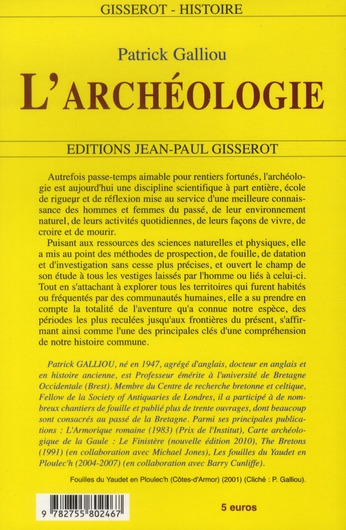 Quatrième de couverture de « L"ARCHEOLOGIE »