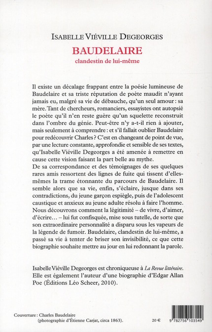 Quatrième de couverture de « BAUDELAIRE - CLANDESTIN DE LUI-MEME »
