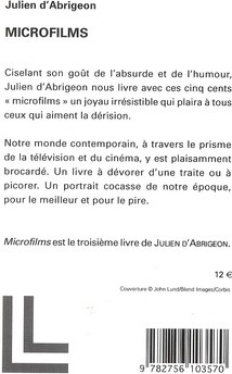Quatrième de couverture de « MICROFILMS »
