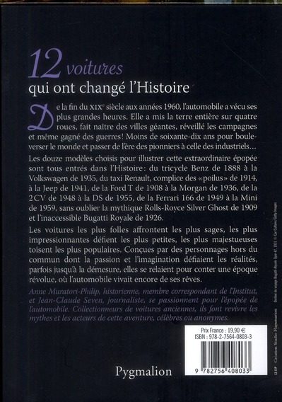 Quatrième de couverture de « 12 VOITURES QUI ONT CHANGE L'HISTOIRE »