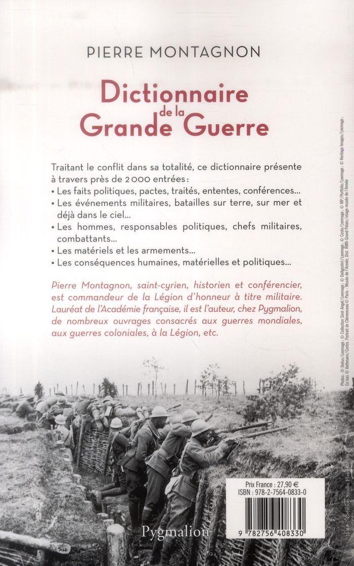 Quatrième de couverture de « DICTIONNAIRE DE LA GRANDE GUERRE - 1914-1918 »
