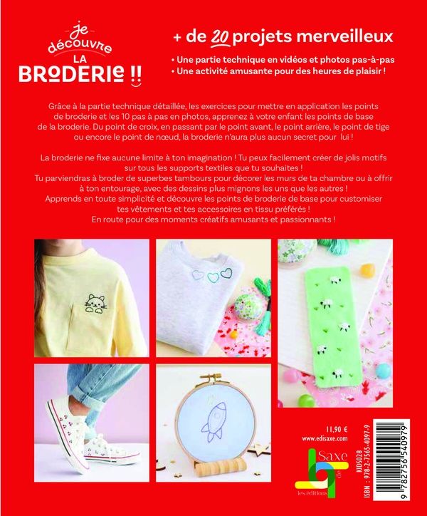 Quatrième de couverture de « Je découvre la broderie !! : + de 20 modèles »