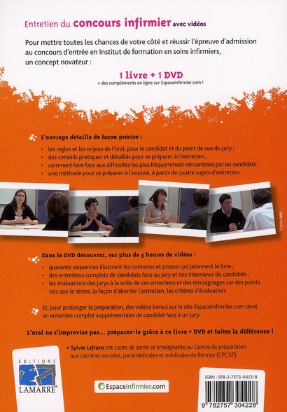 Quatrième de couverture de « ENTRETIEN DU CONCOURS INFIRMIER AVEC VIDEOS »