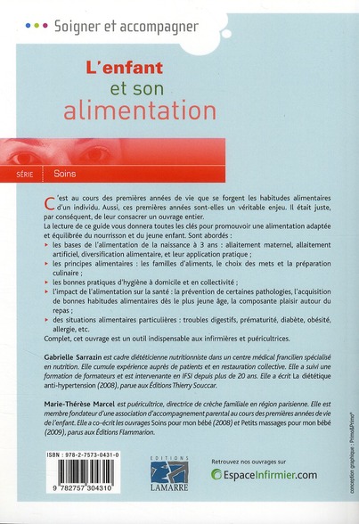 Quatrième de couverture de « L ENFANT ET SON ALIMENTATION DE 0 A 3 ANS - DE LA NAISSANCE A 3 ANS »