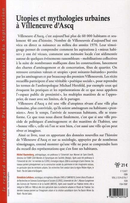 Quatrième de couverture de « UTOPIES ET MYTHOLOGIES URBAINES A VILLENEUVE D''ASCQ »