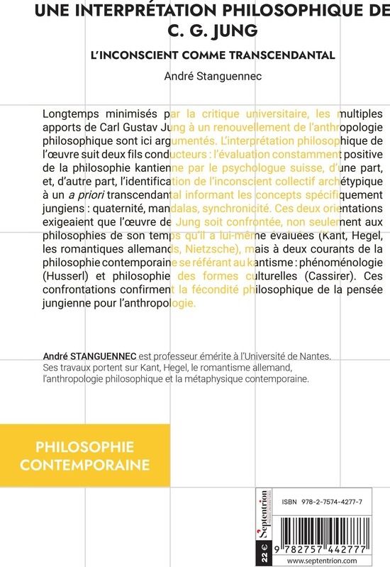 Quatrième de couverture de « Une interprétation philosophique de C. G. Jung : l'inconscient comme transcendantal »