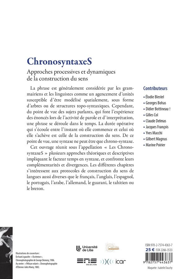 Quatrième de couverture de « Chronosyntaxes : approches processives et dynamiques de la construction du sens »