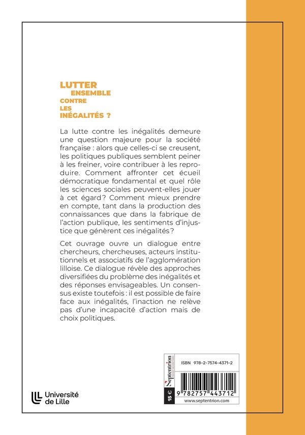 Quatrième de couverture de « Lutter ensemble contre les inégalités ? »