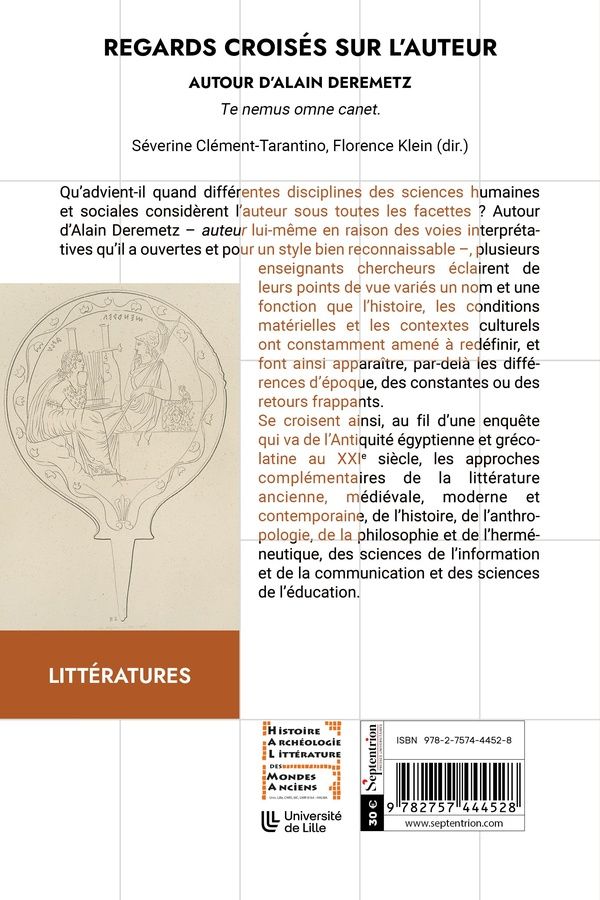 Quatrième de couverture de « Regards croisés sur l'auteur : autour d'Alain Deremetz »