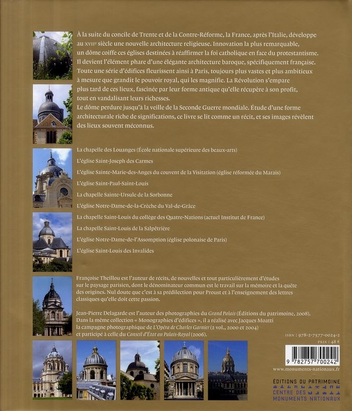 Quatrième de couverture de « LES DOMES SACRES DU GRAND SIECLE »