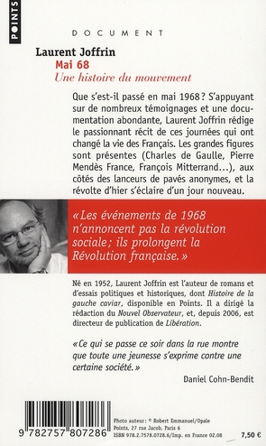Quatrième de couverture de « Mai 68 : une histoire du mouvement »