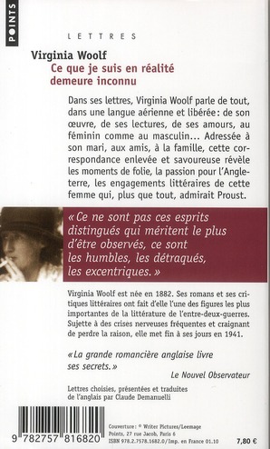 Quatrième de couverture de « Ce que je suis en réalité demeure inconnu : lettres, 1901-1941 »