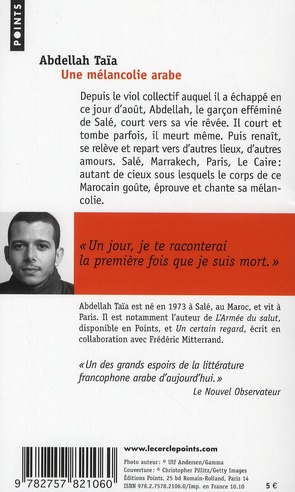 Quatrième de couverture de « Une mélancolie arabe : roman »