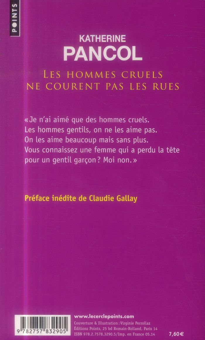 Quatrième de couverture de « Les hommes cruels ne courent pas les rues : roman »