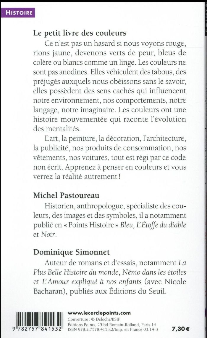 Quatrième de couverture de « Le petit livre des couleurs »