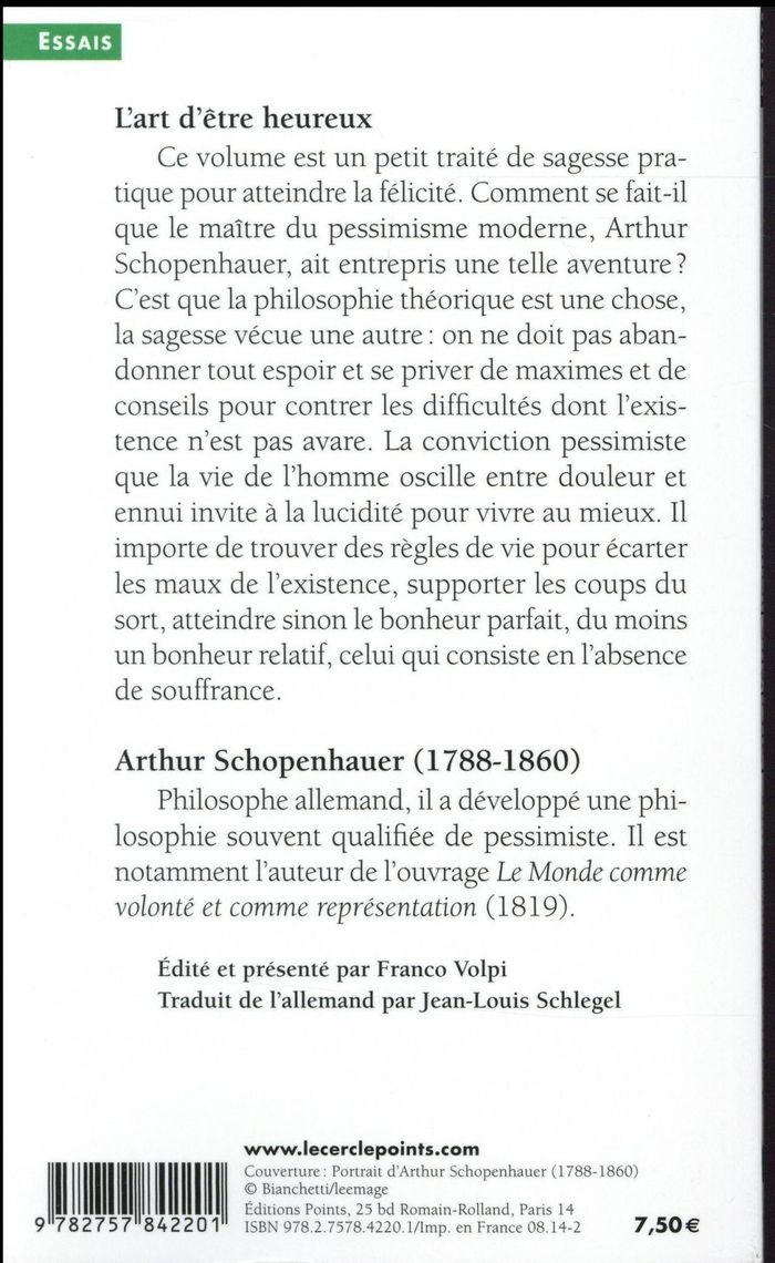 Quatrième de couverture de « L'art d'être heureux : à travers 50 règles de vie »