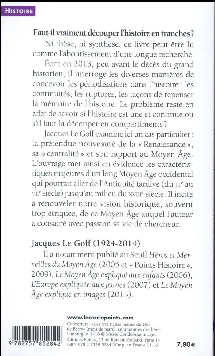 Quatrième de couverture de « Faut-il vraiment découper l'histoire en tranches ? »