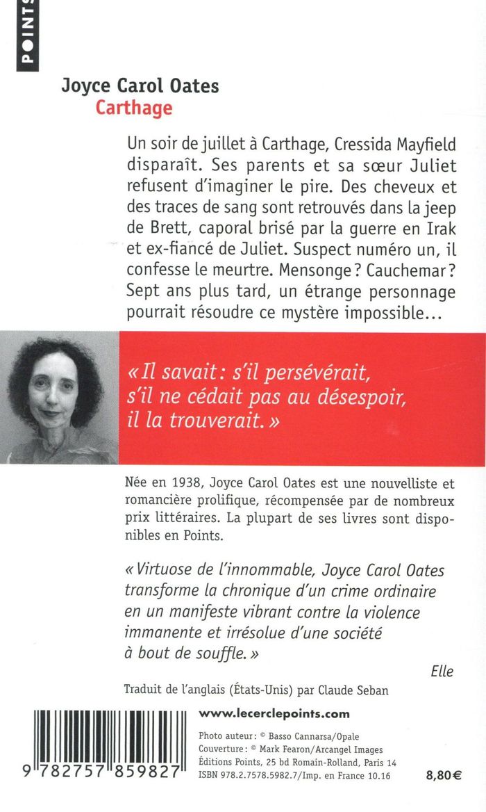 Quatrième de couverture de « Carthage : roman »