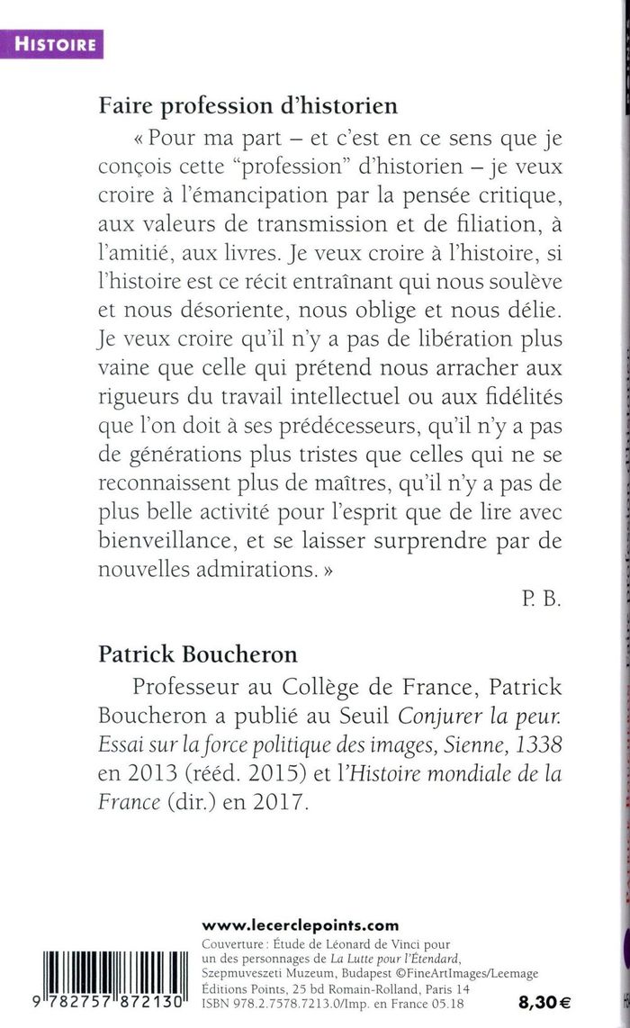Quatrième de couverture de « Faire profession d'historien »