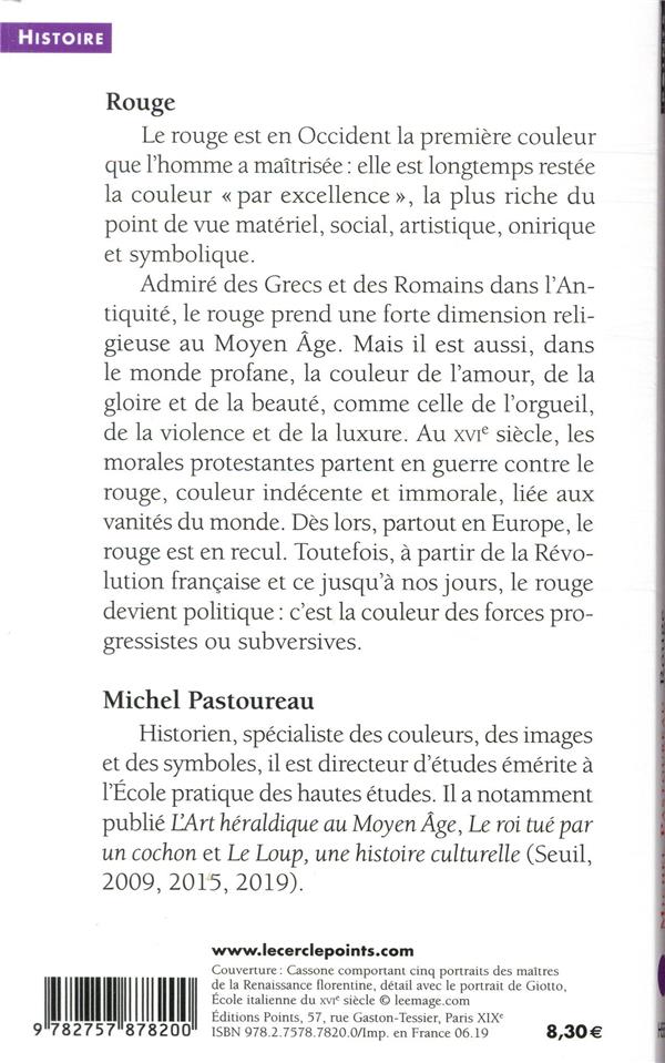 Quatrième de couverture de « Rouge : histoire d'une couleur »