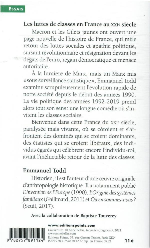 Quatrième de couverture de « Les luttes de classes en France au XXIe siècle »