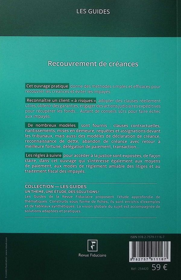 Quatrième de couverture de « Recouvrement de créances »