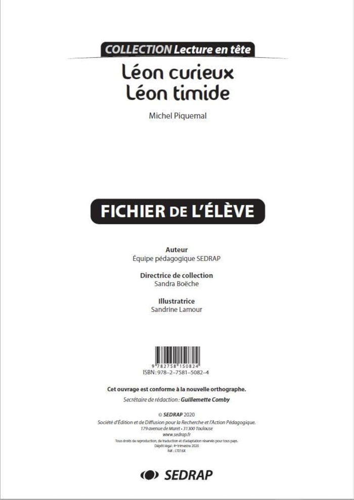 Couverture du livre « LEON CURIEUX, LEON TIMIDE - LE FICHIER » de Piquemal Michel, librairie Les Contes Infusés à Corte