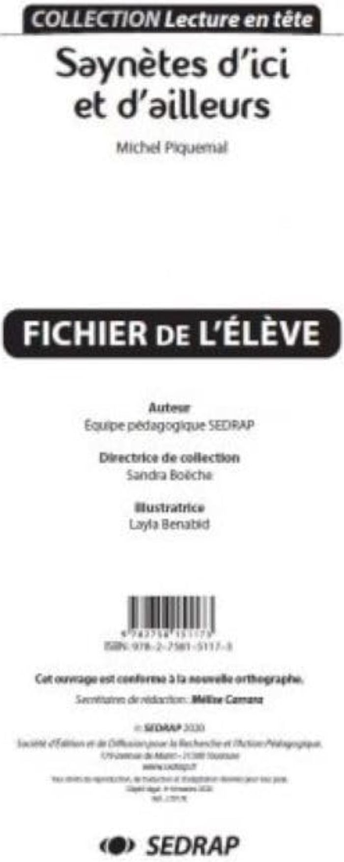 Couverture du livre « SAYNETES D'ICI ET D'AILLEURS - LE FICHIER » de Delpeuch Regis, librairie Les Contes Infusés à Corte