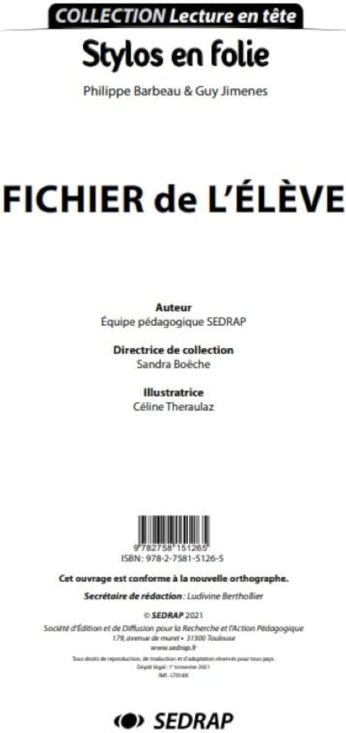 Couverture du livre « STYLOS EN FOLIE - LE FICHIER » de Collectif, librairie Les Contes Infusés à Corte