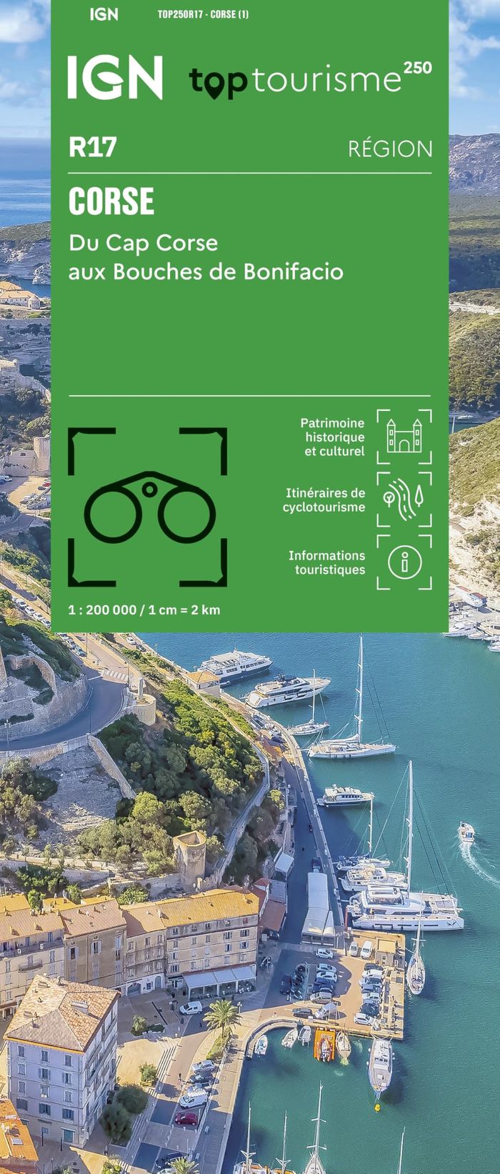Couverture du livre « TOP250R17 - CORSE / DU CAP CORSE AUX BOUCHES DE BONIFACIO » de Xxx, librairie Les Contes Infusés à Corte