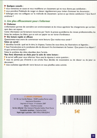 Quatrième de couverture de « SAVOIR GERER SON TEMPS - AIDE MEMOIRE »