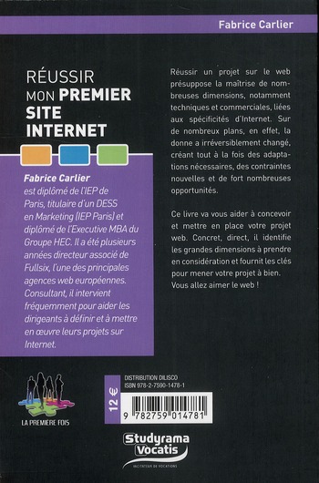 Quatrième de couverture de « REUSSIR MON PREMIER SITE INTERNET »