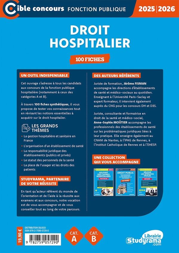 Quatrième de couverture de « 100 fiches sur le droit hospitalier »