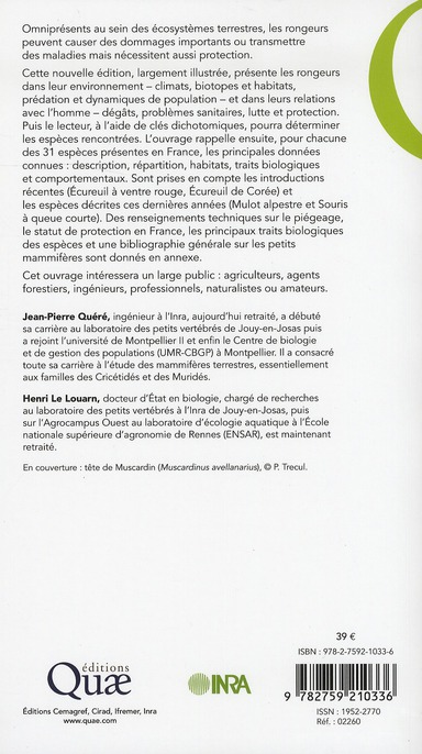 Quatrième de couverture de « LES RONGEURS DE FRANCE - FAUNISTIQUE ET BIOLOGIE. 3EME EDITION. »