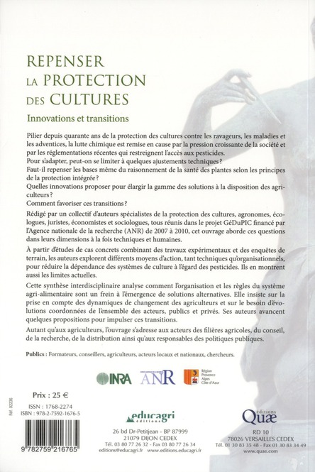 Quatrième de couverture de « REPENSER LA PROTECTION DES CULTURES - INNOVATIONS ET TRANSITION. »