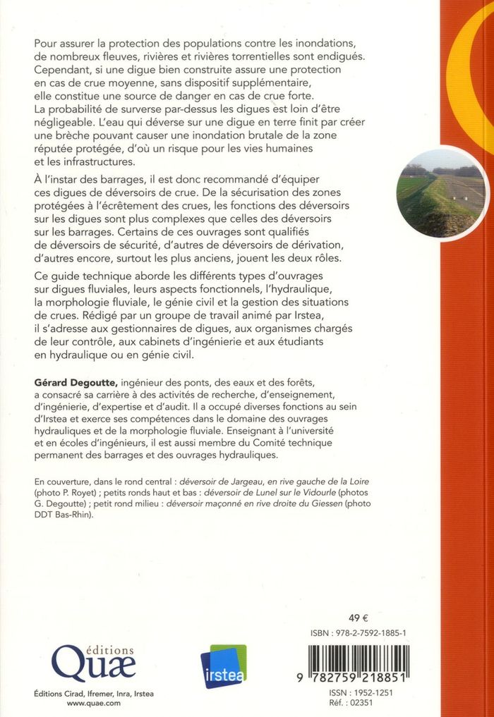 Quatrième de couverture de « LES DEVERSOIRS SUR DIGUES FLUVIALES »