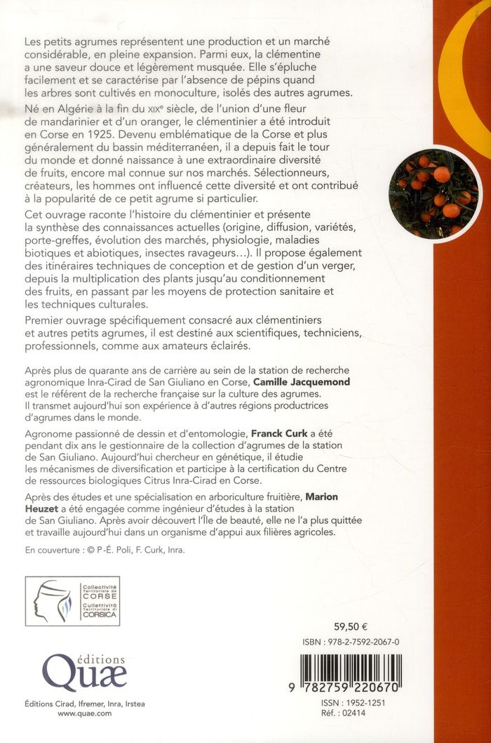 Quatrième de couverture de « LES CLEMENTINIERS ET AUTRES PETITS AGRUMES »