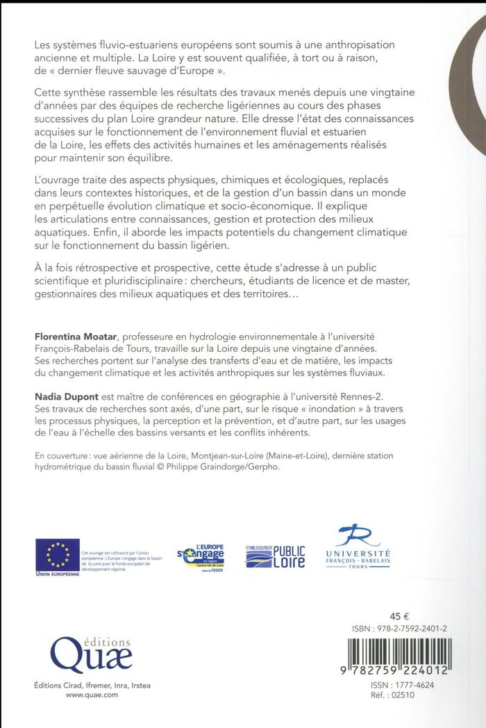 Quatrième de couverture de « LA LOIRE FLUVIALE ET ESTUARIENNE - UN MILIEU EN EVOLUTION »