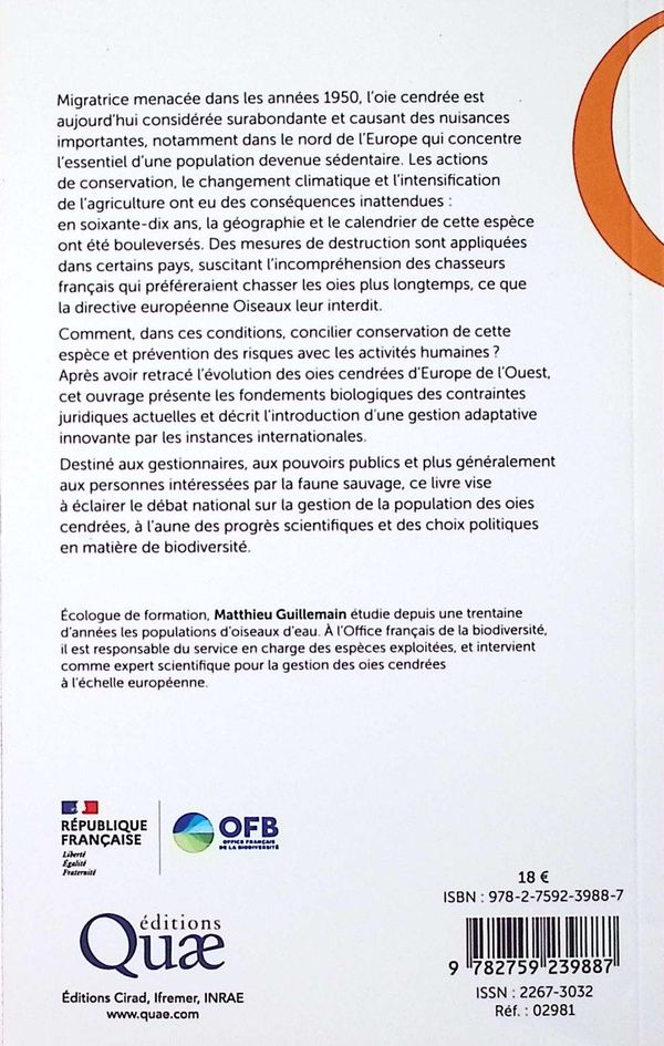 Quatrième de couverture de « Les enjeux de l'oie : dynamique de population et gestion adaptative »