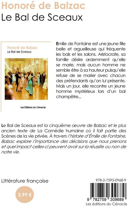 Quatrième de couverture de « Le bal de Sceaux »