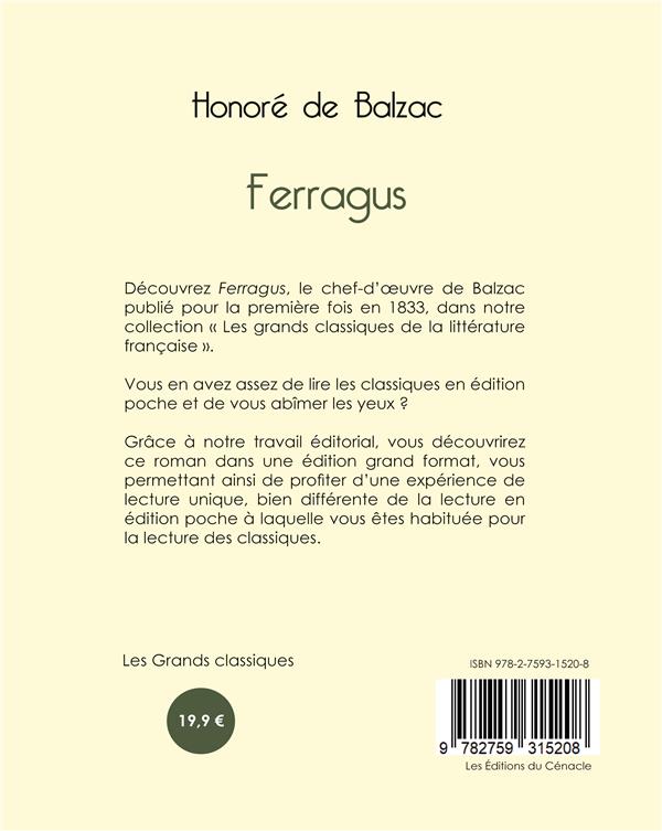 Quatrième de couverture de « Ferragus »