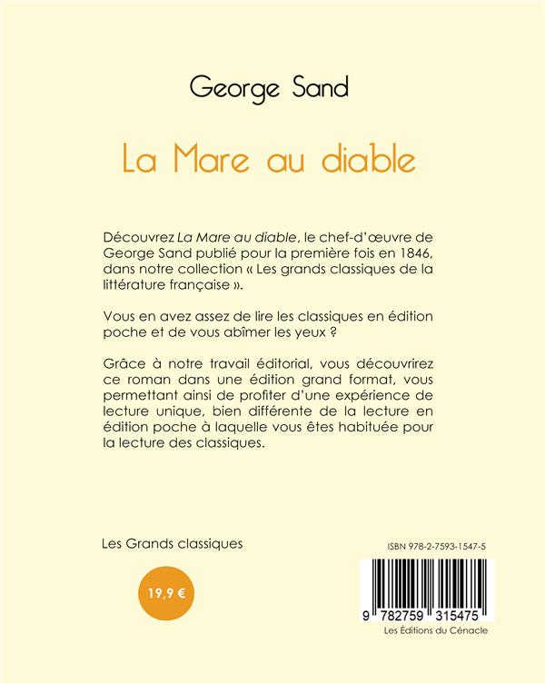 Quatrième de couverture de « La mare au diable »