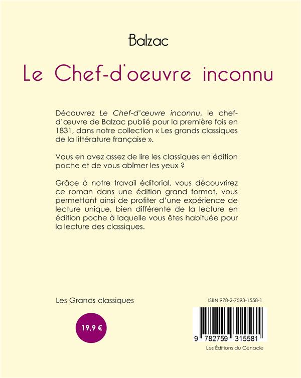 Quatrième de couverture de « Le chef-d'oeuvre inconnu »