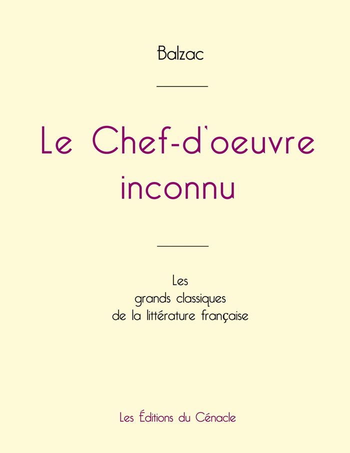 Couverture du livre « Le chef-d'oeuvre inconnu » de Honoré de Balzac, librairie Les Contes Infusés à Corte
