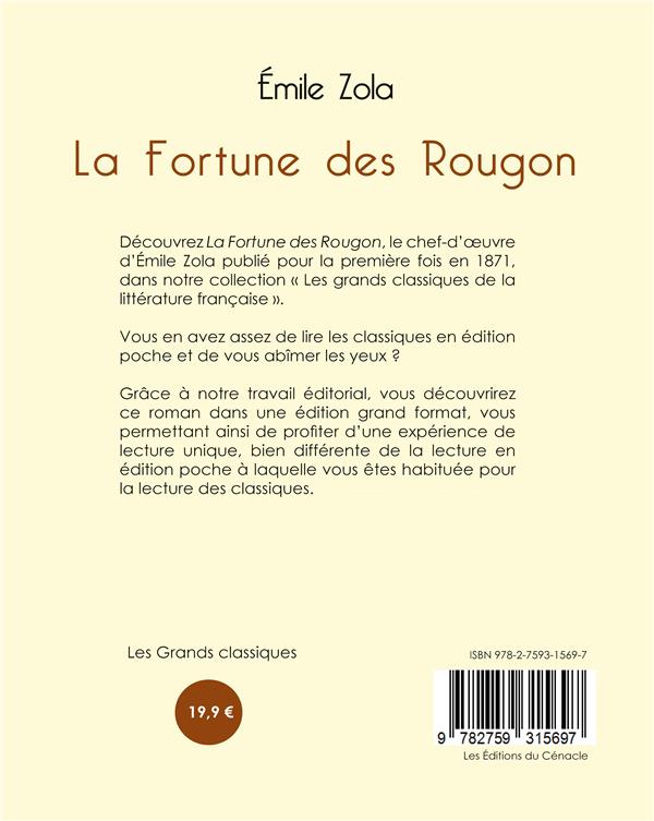 Quatrième de couverture de « La fortune des Rougon »