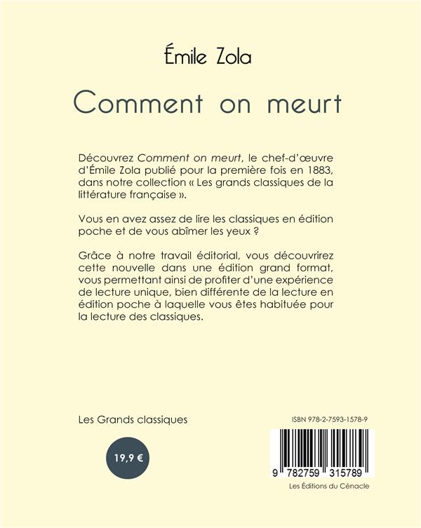 Quatrième de couverture de « Comment on meurt »