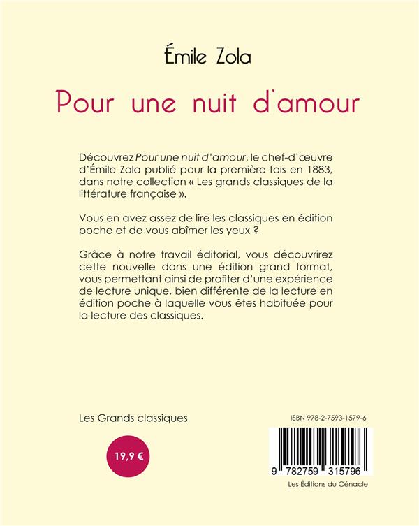 Quatrième de couverture de « Pour une nuit d'amour »