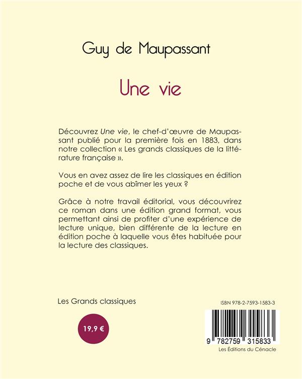 Quatrième de couverture de « Une vie »