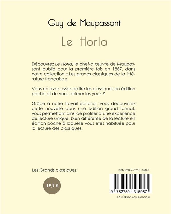 Quatrième de couverture de « Le Horla »