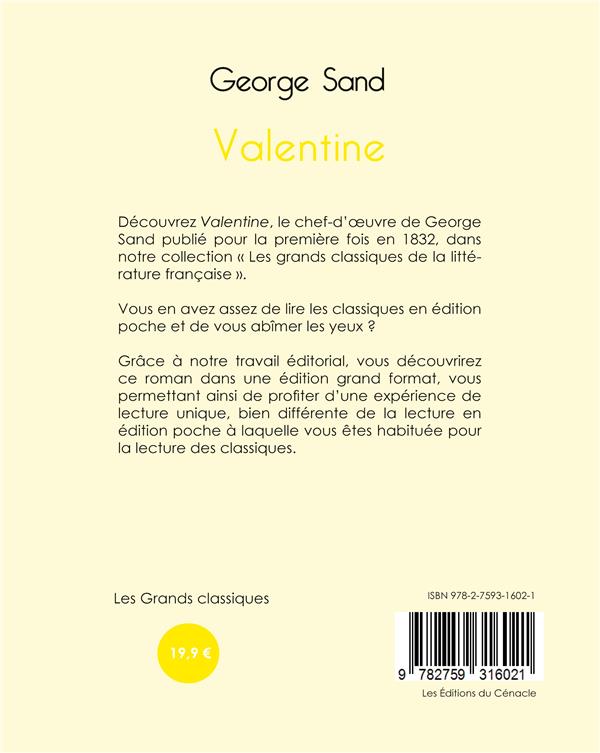Quatrième de couverture de « Valentine »